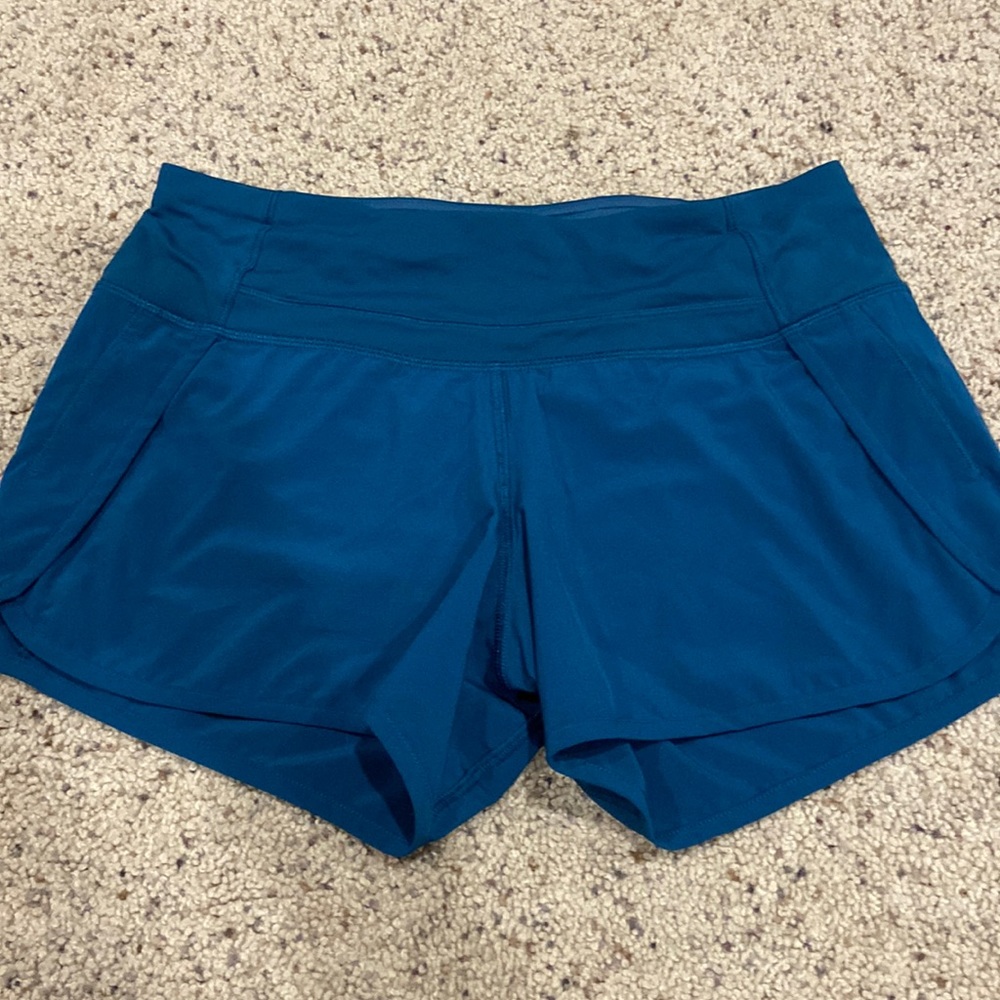 Lululemon Size 4 Tall Blue Speed Up Shorts EUC